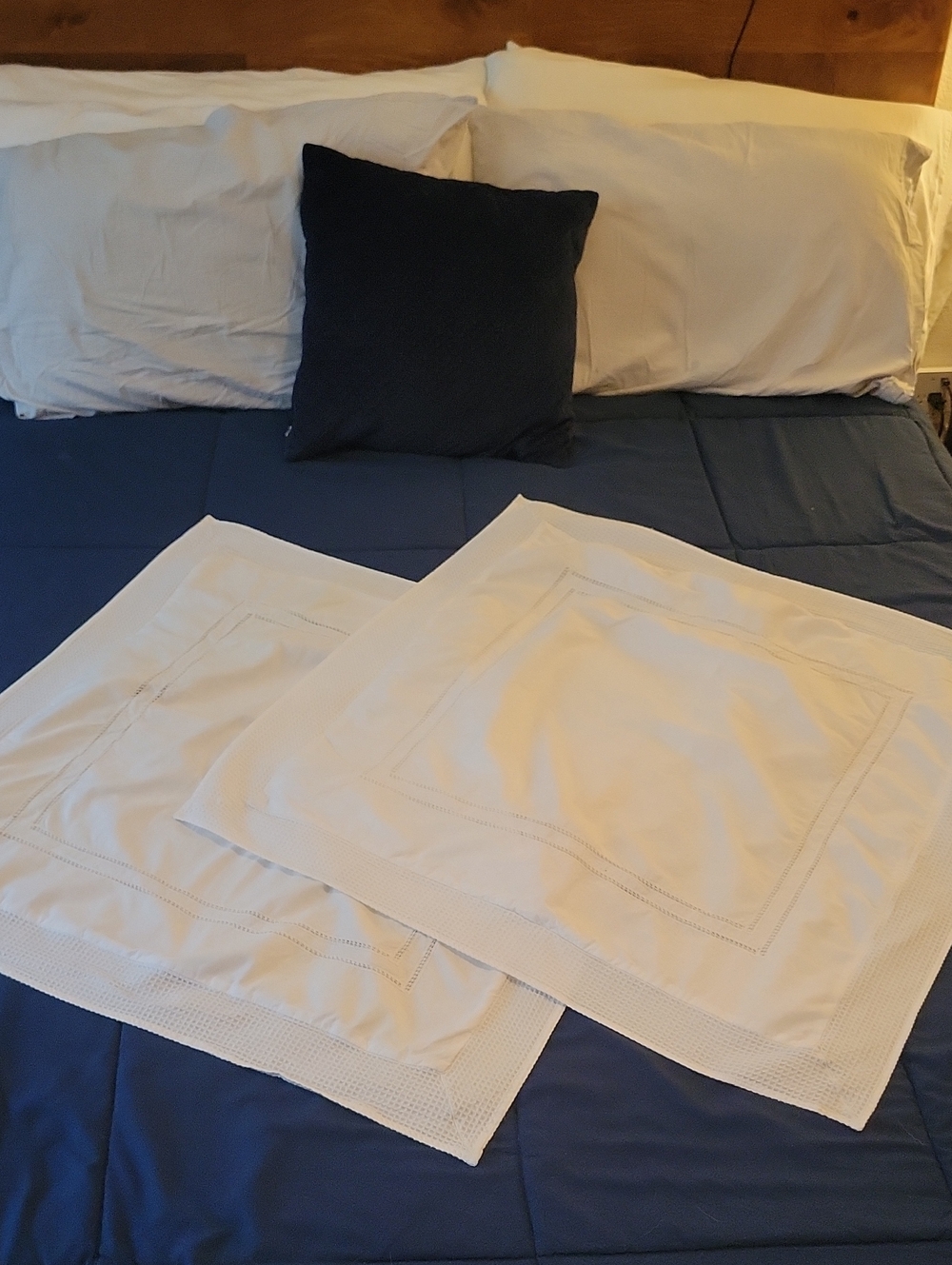 White Decorative Pillow Euro  Shams Delicate Stitching Elegant Home Bedding Set